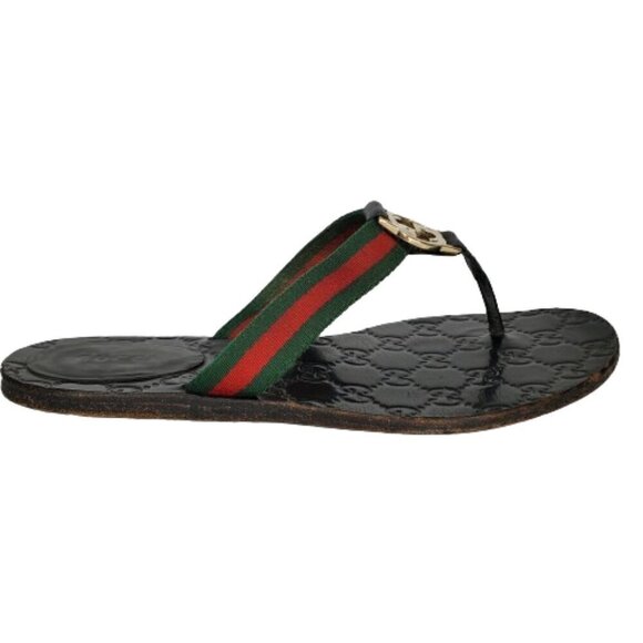 Gucci Shoes - Gucci GG Web Stripe Thong Flip Flop Sandals
